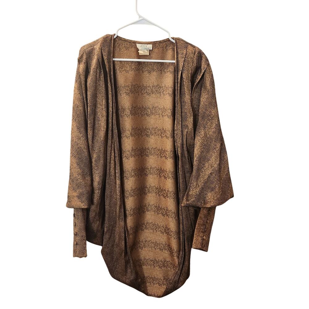 Vintage Jody California Brown Snakeskin Print Open Draped Cardigan Jacket 9/10